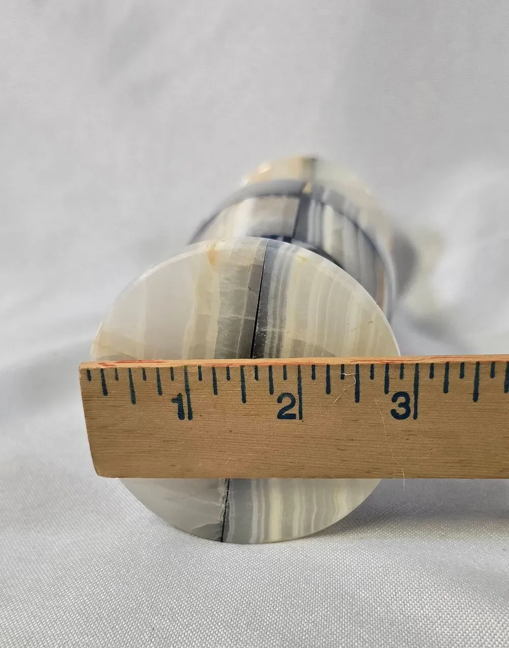 Vintage Patchwork Onyx Marble Tulip Vase – Black, Gray, & Cream